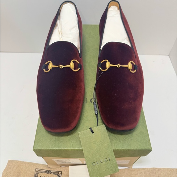 Men’s Gucci Horse Bit Burgundy Velvet Loafers size 11 fits 12 US - Picture 3 of 9